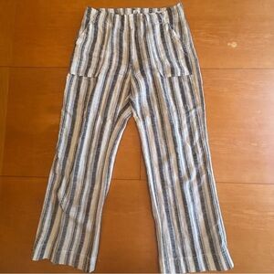 Gap 10 wide leg, vertical black white striped linen blend pants trousers